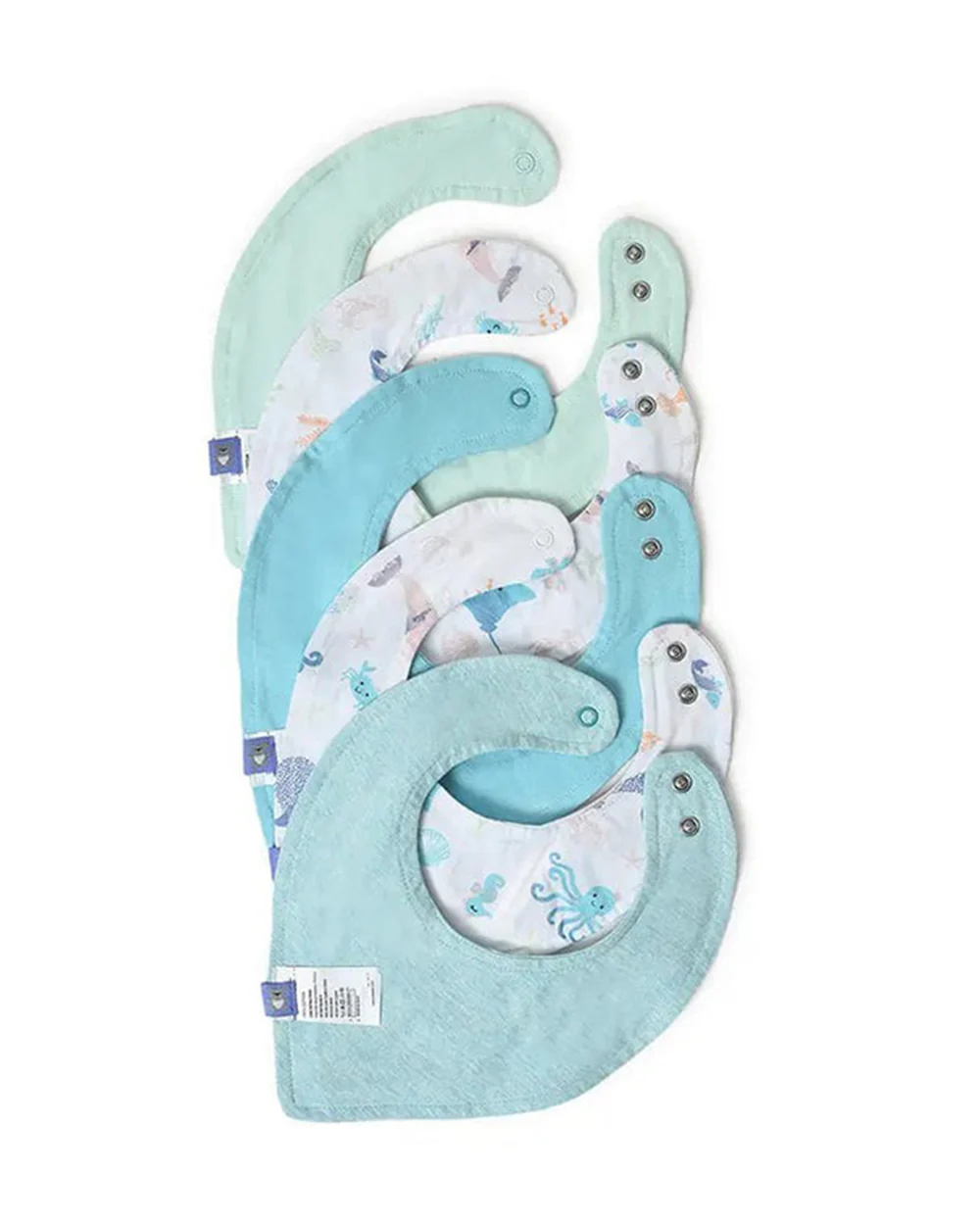 Mi Arcus Kids Drool Knitted Bibs-Blue-Cotton-0 to 3M-Pack of 5-For Infants - Image 14