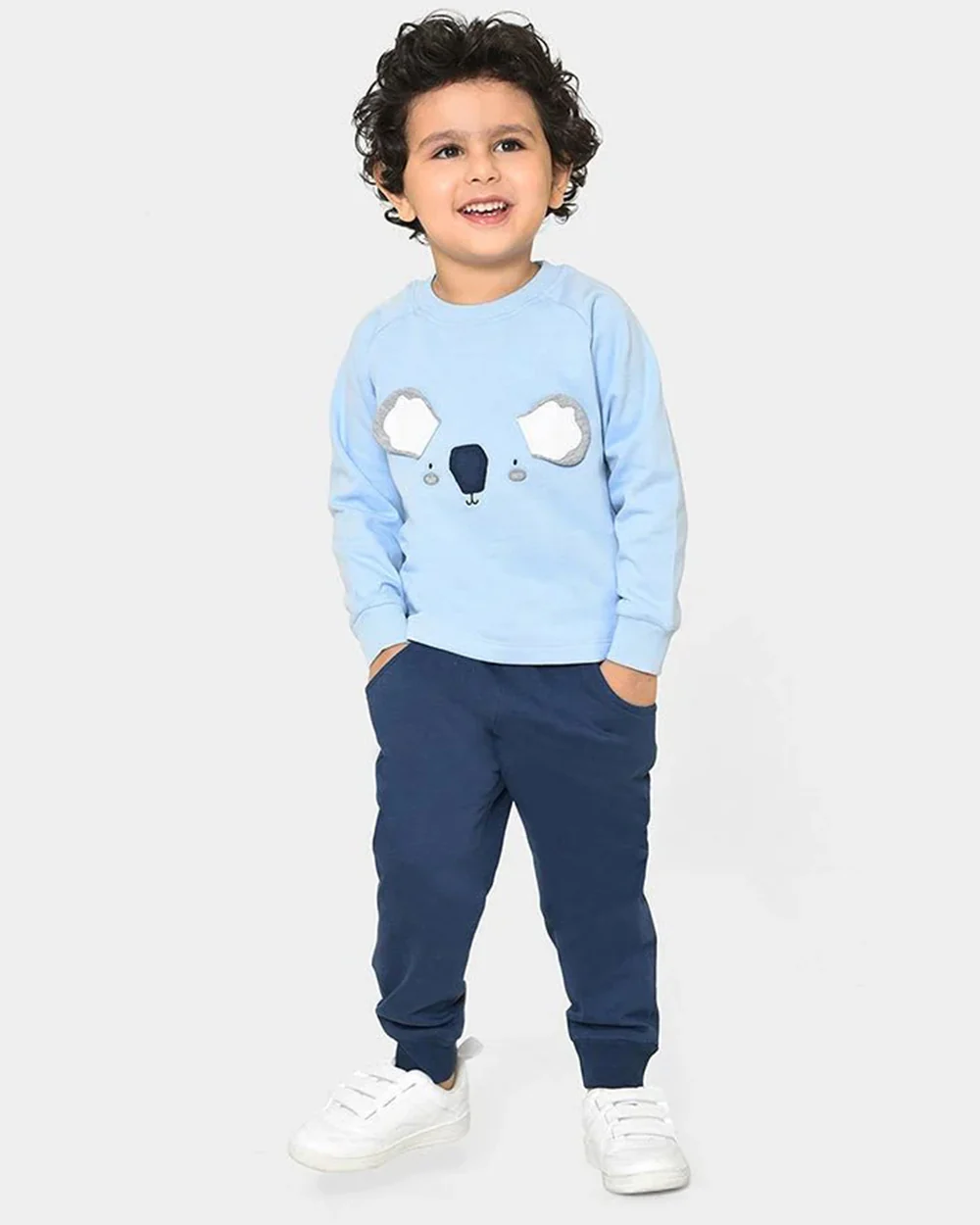 Mi Arcus Misty Blue Sweatshirt & Pajama Set-Cotton-Solid-For Infants