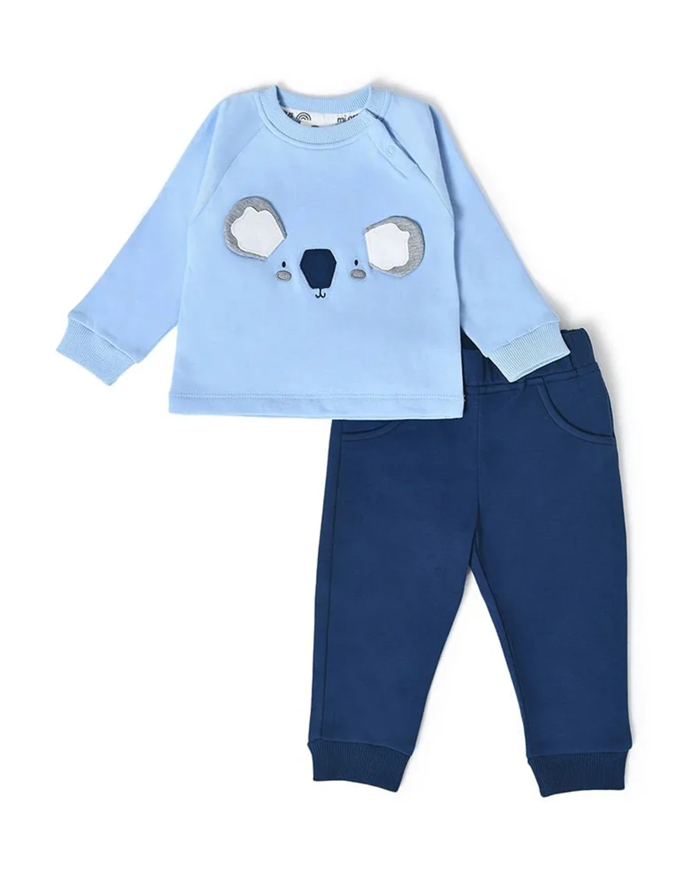 Mi Arcus Misty Blue Sweatshirt & Pajama Set-Cotton-Solid-For Infants - Image 2