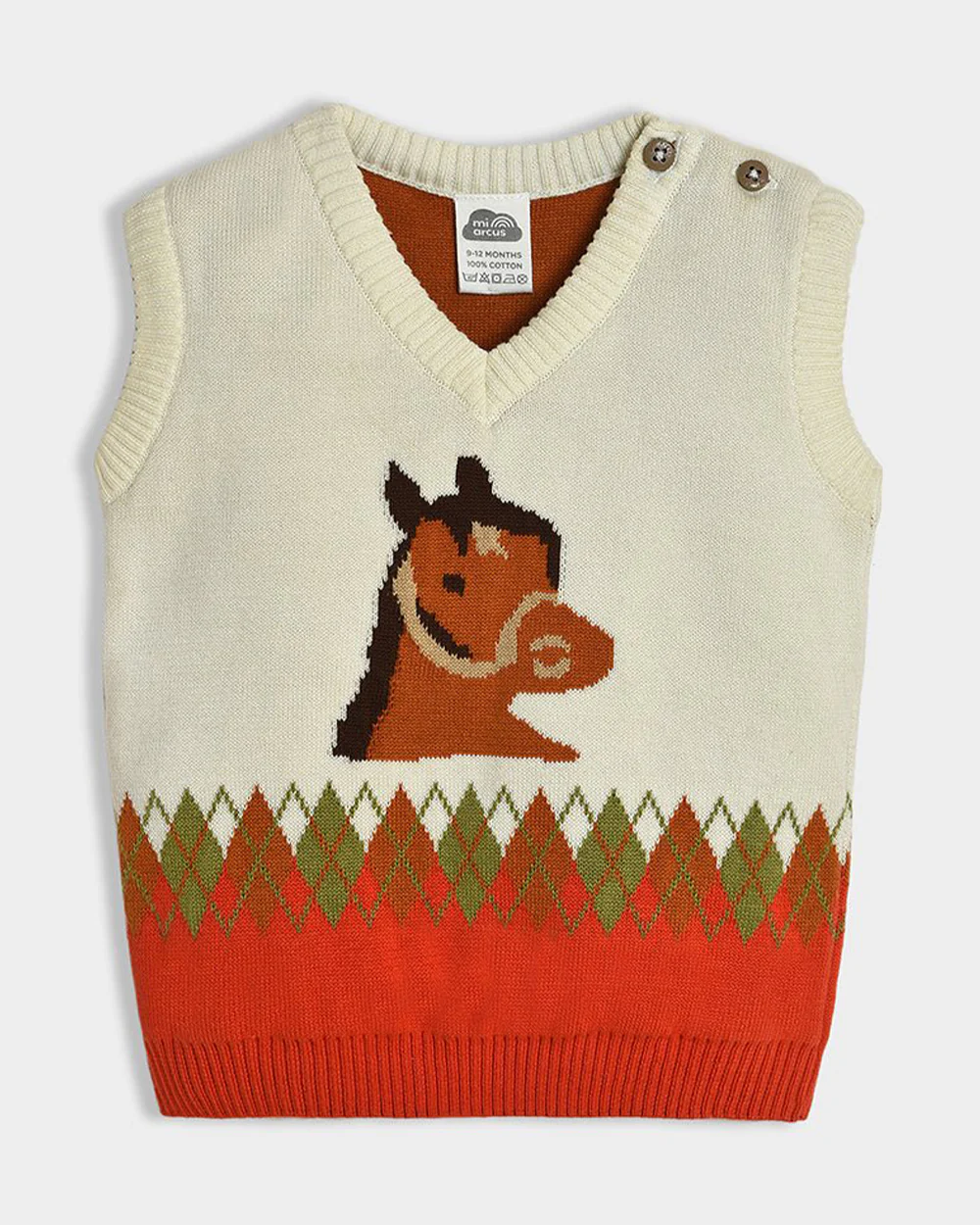 Mi Arcus Multicolor Sweater-Adventure Horse-Cotton-For Infants