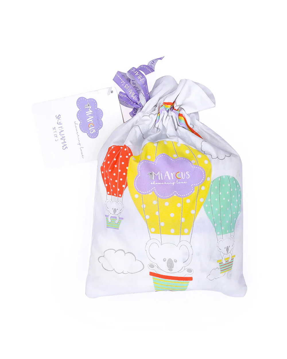 Mi Arcus Multicolored Pajama-Solid-Cotton-Pack of 5-For Infants - Image 3