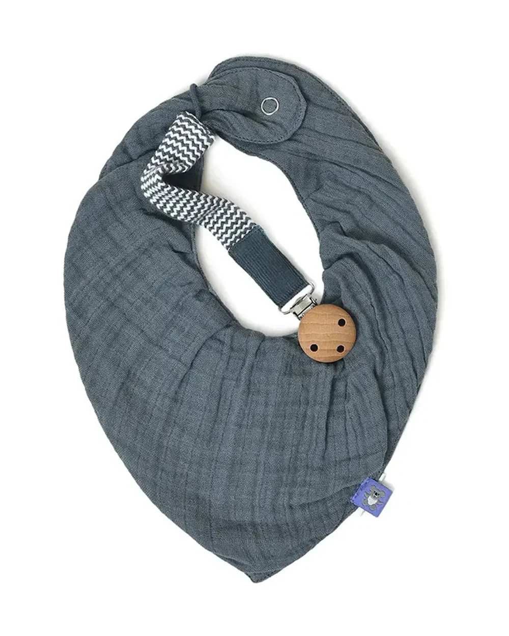 Mi Arcus Muslin Drool Bib Pacifier Band Set-Blue-0 to 3M