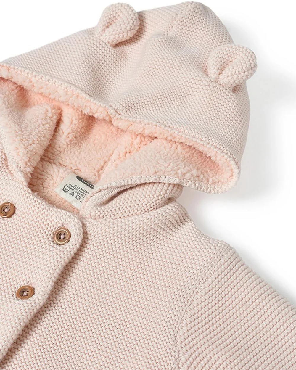 Mi Arcus Peach Pink Winter Wear Hoodie-Cotton-Solid-Full Sleeves-For Infants - Image 4