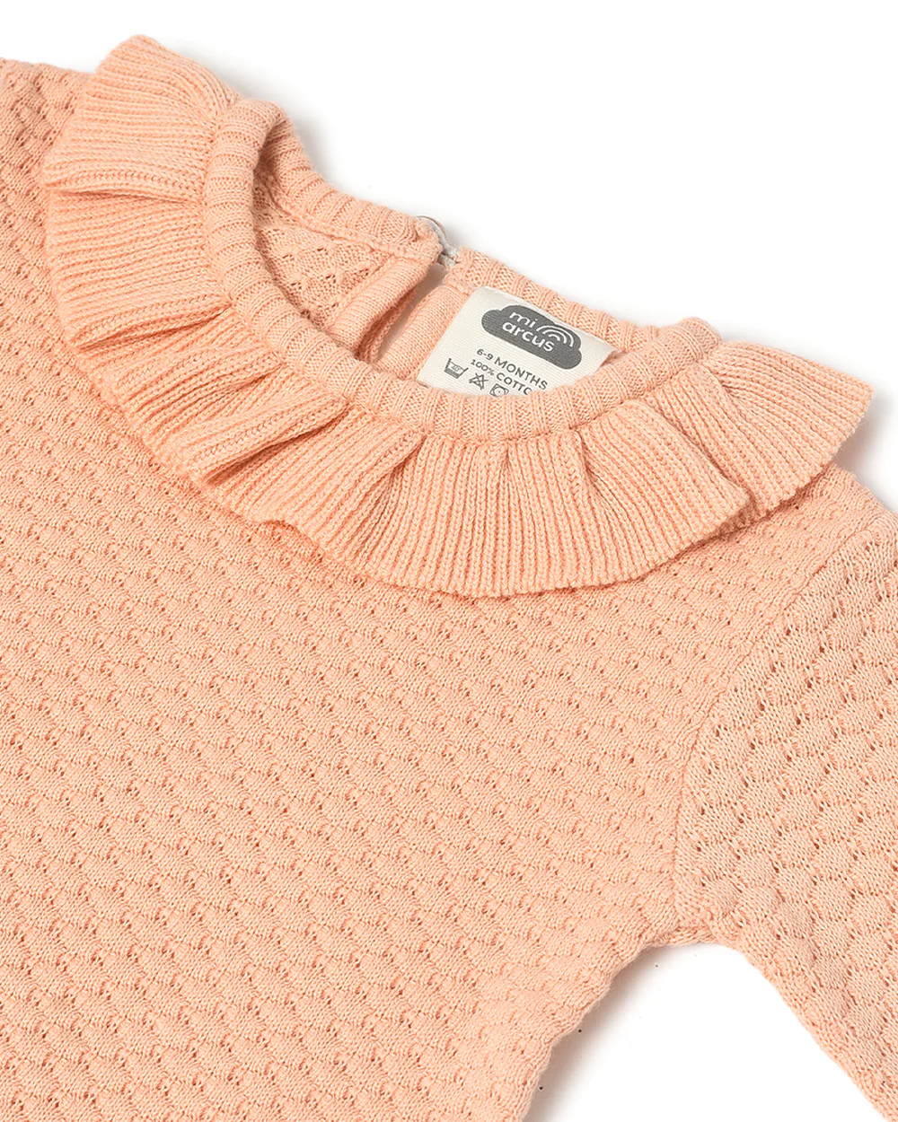 Mi Arcus Peach Sweater with Pajama-Solid-Cotton-For Infants - Image 7