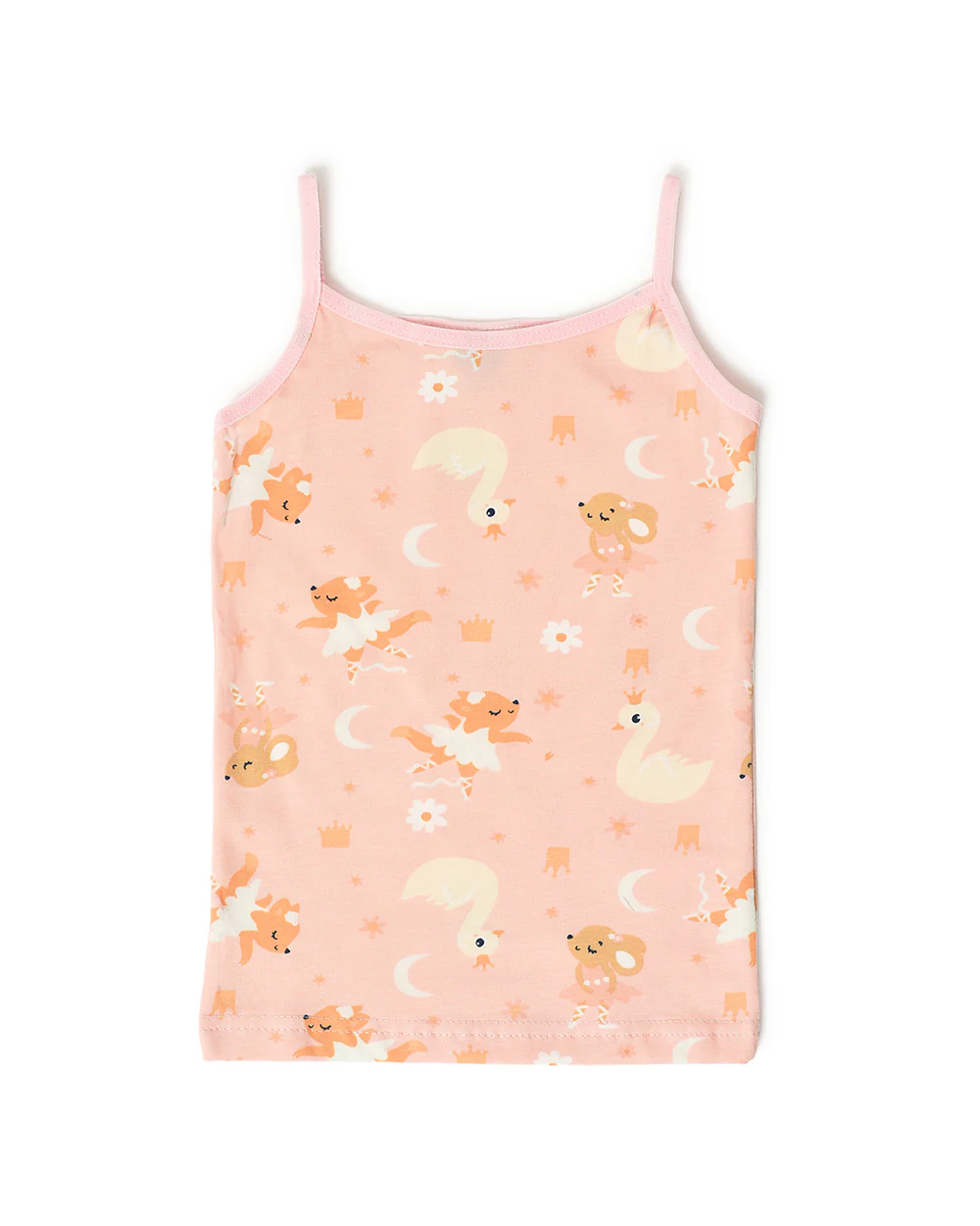 Mi Arcus Pink Tank Top and Shorts-Printed-Cotton-For Infants - Image 2