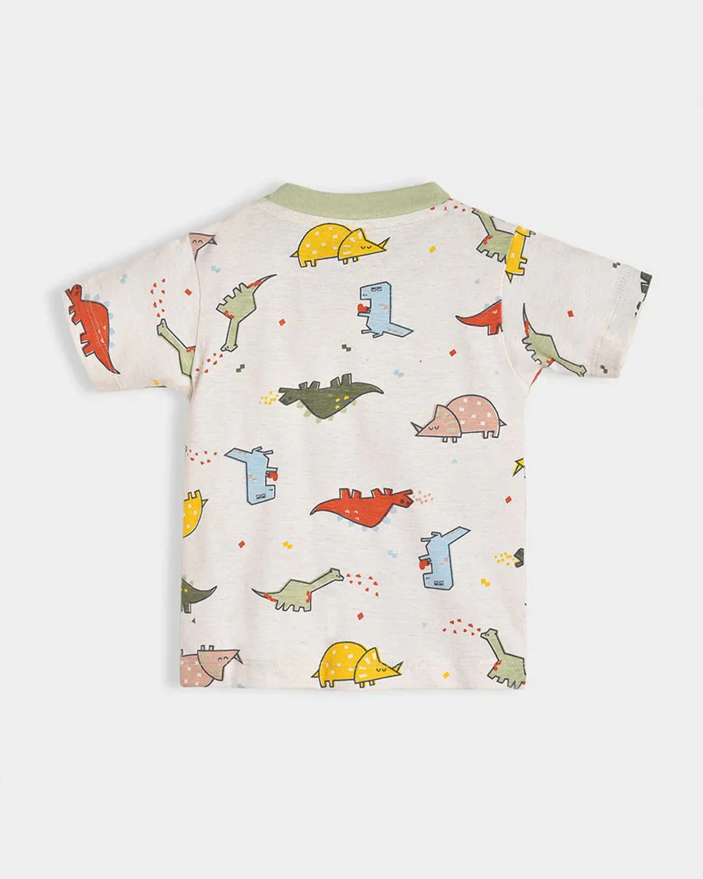 Mi Arcus Sage Green Dungaree With T-shirt-Cotton-Printed-For Infants - Image 4