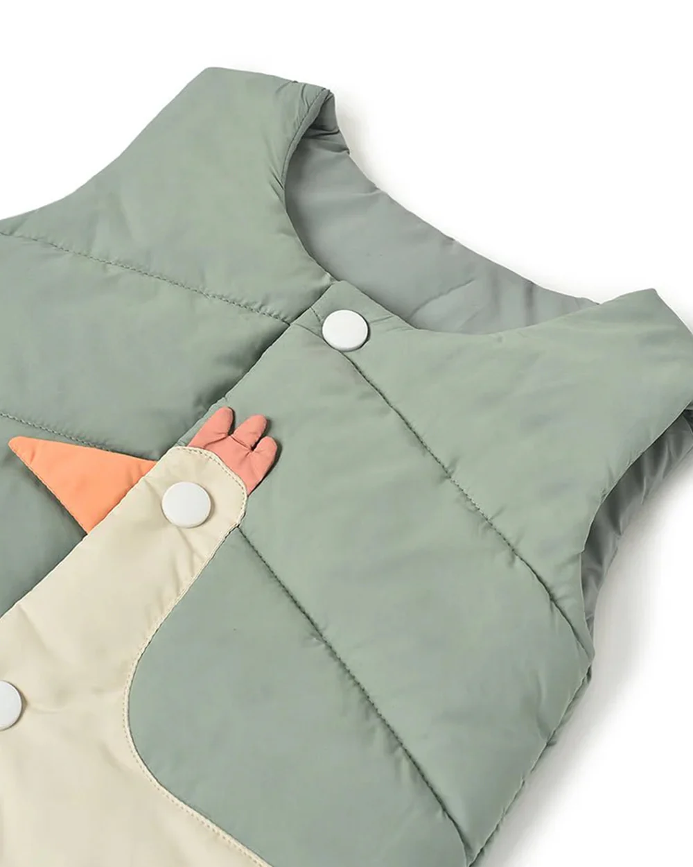 Mi Arcus Sage Green Puffer Winter Wear Jacket-Polyester-Solid-For Infants - Image 5