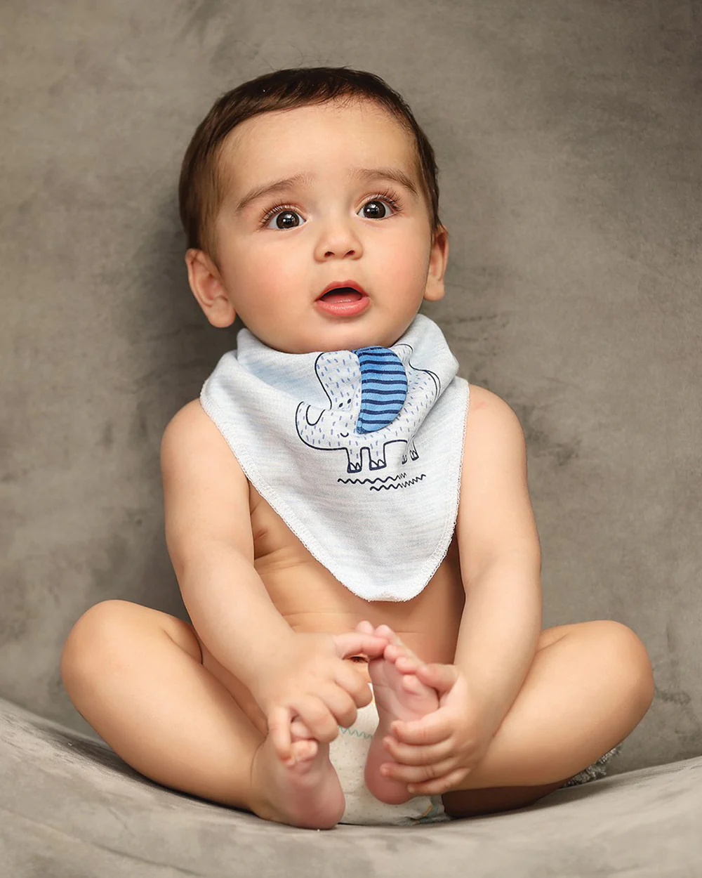Mi Arcus Triangle Knitted Drool Bibs-Safari-Cotton-0 to 3M-Pack of 3-For Infants - Image 5