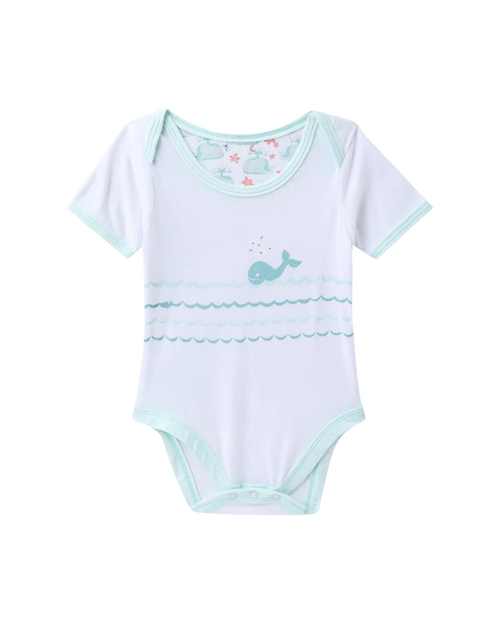 Mi Arcus Whale Blue & Pink Onesie-Printed-Cotton-Pack of 3-For Infants - Image 4