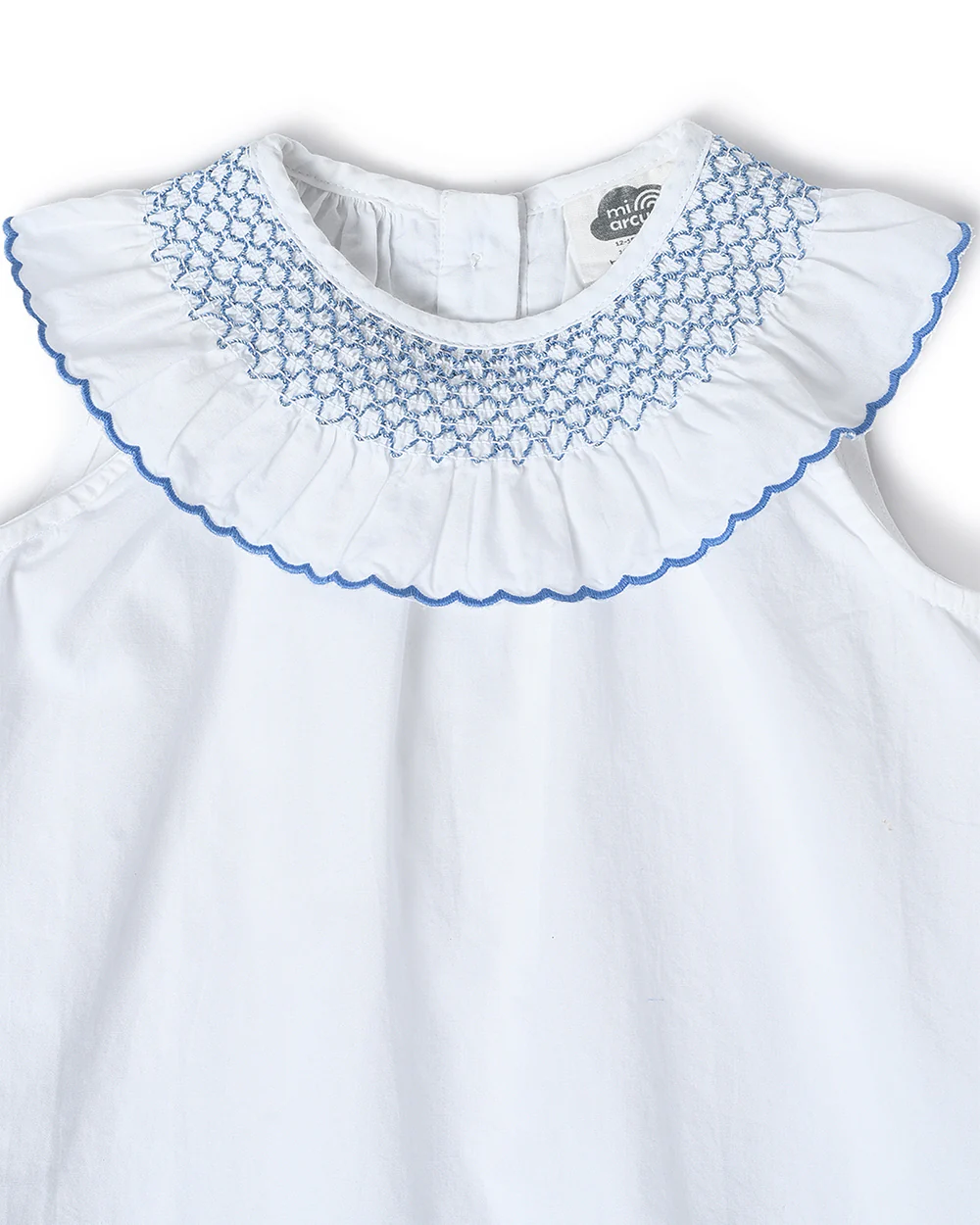 Mi Arcus White Frock Dress-Solid-Cotton-For Infants - Image 3