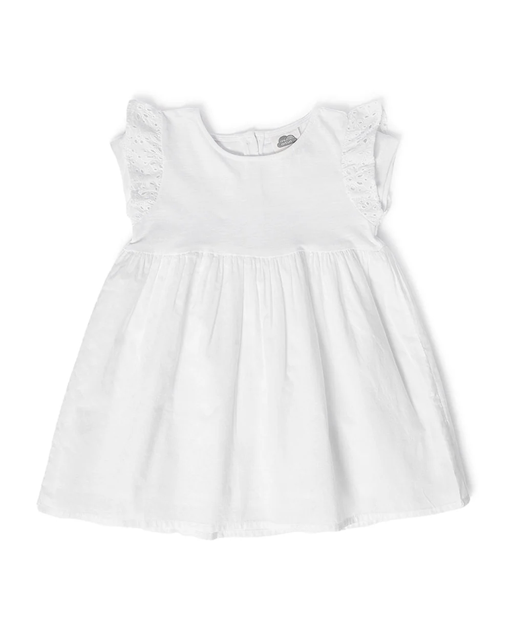 Mi Arcus White Frock Dress-Solid-Cotton-For Infants