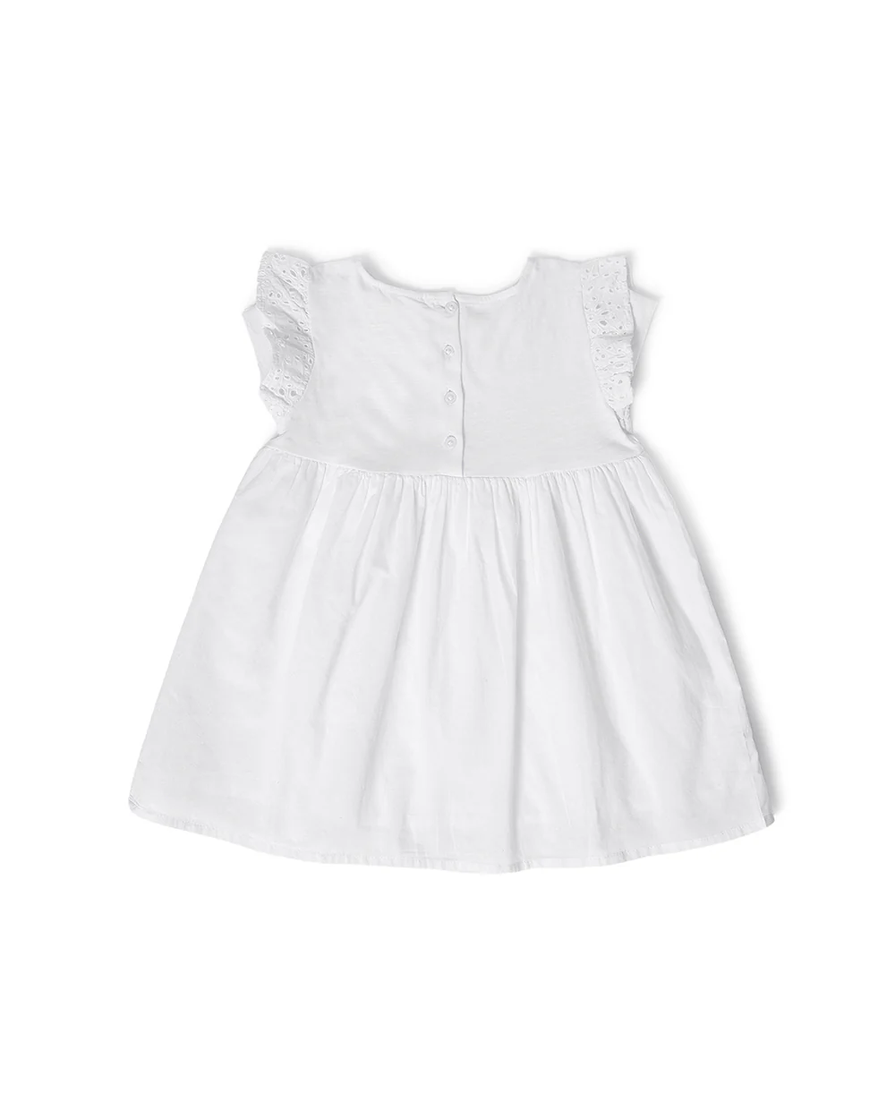 Mi Arcus White Frock Dress-Solid-Cotton-For Infants - Image 2