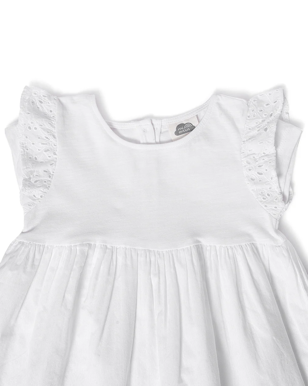 Mi Arcus White Frock Dress-Solid-Cotton-For Infants - Image 3