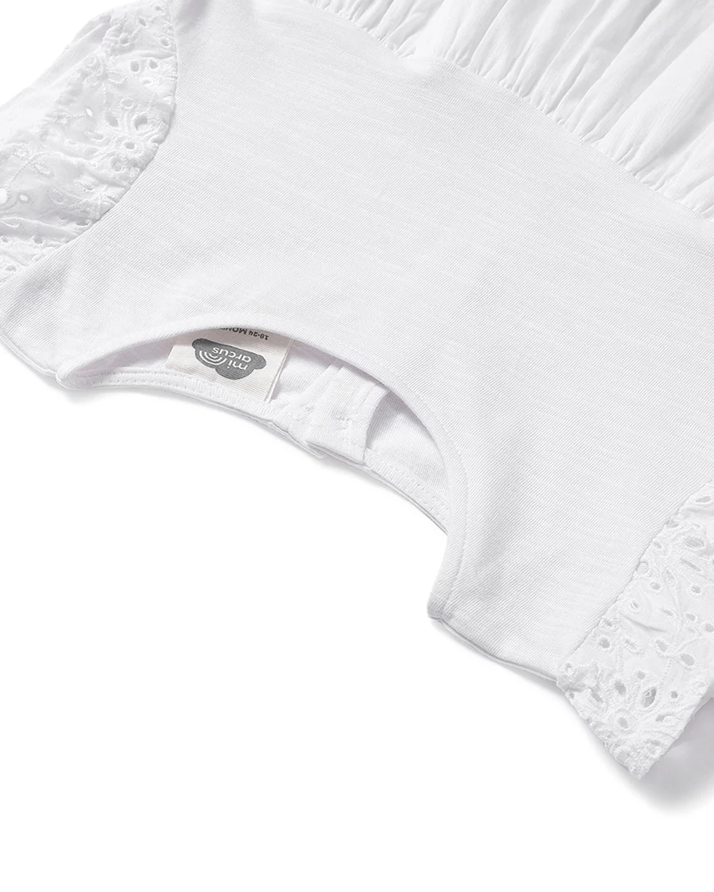 Mi Arcus White Frock Dress-Solid-Cotton-For Infants - Image 4