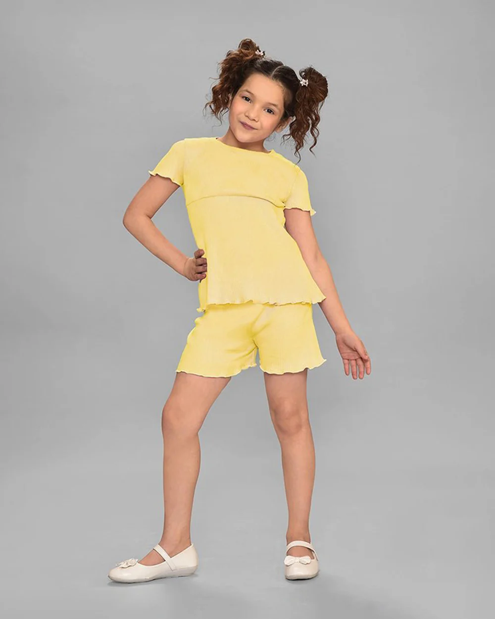 Mi Arcus Yellow Coord Set-Solid-Cotton-For Infants - Image 2