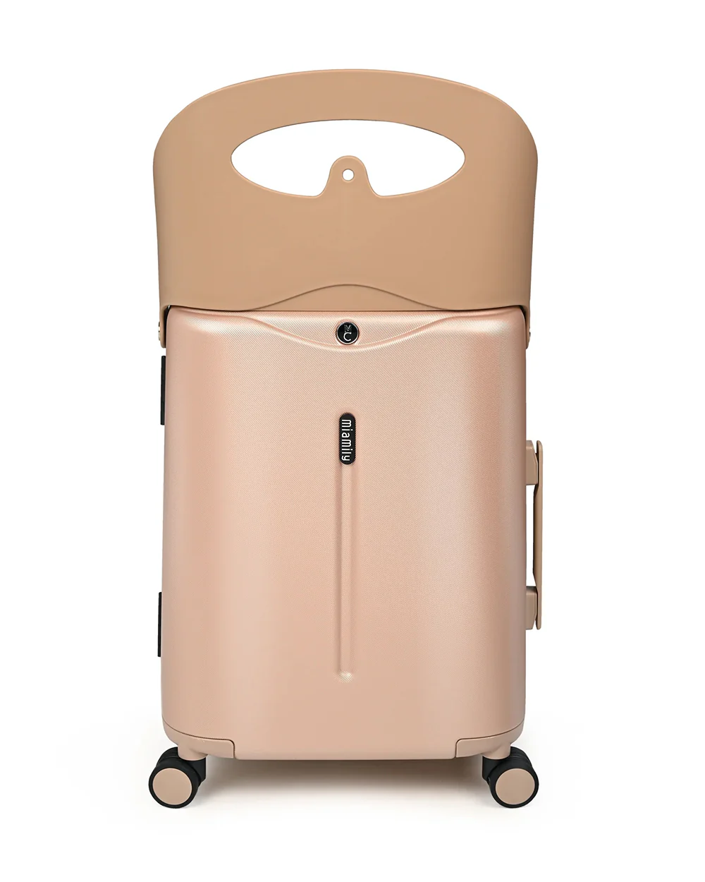 Miamily Ride On Trolley Carry On Luggage-Swiss Design-with 3 Digit Lock and Built in Seat for Kids & Adults-Champagne Gold - Image 3