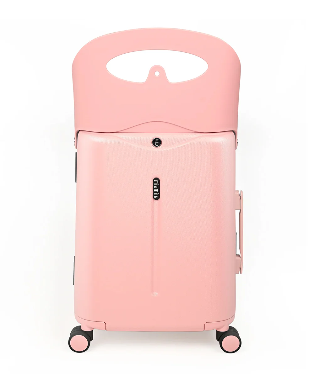 Miamily Dusky Pink Ride On Trolley Carry On Luggage-Swiss Design-with 3 Digit Lock and Built in Seat for Kids & Adults - Image 3