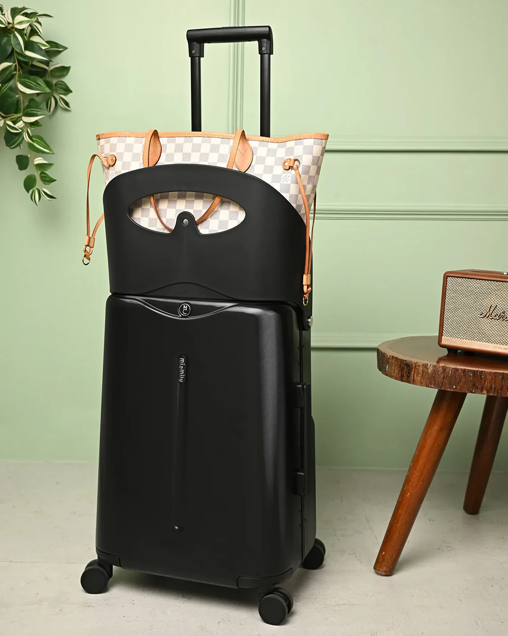 Miamily Midnight Black Ride On Trolley Carry On Luggage-Swiss Design-with 3 Digit Lock and Built in Seat for Kids & Adults - Image 14