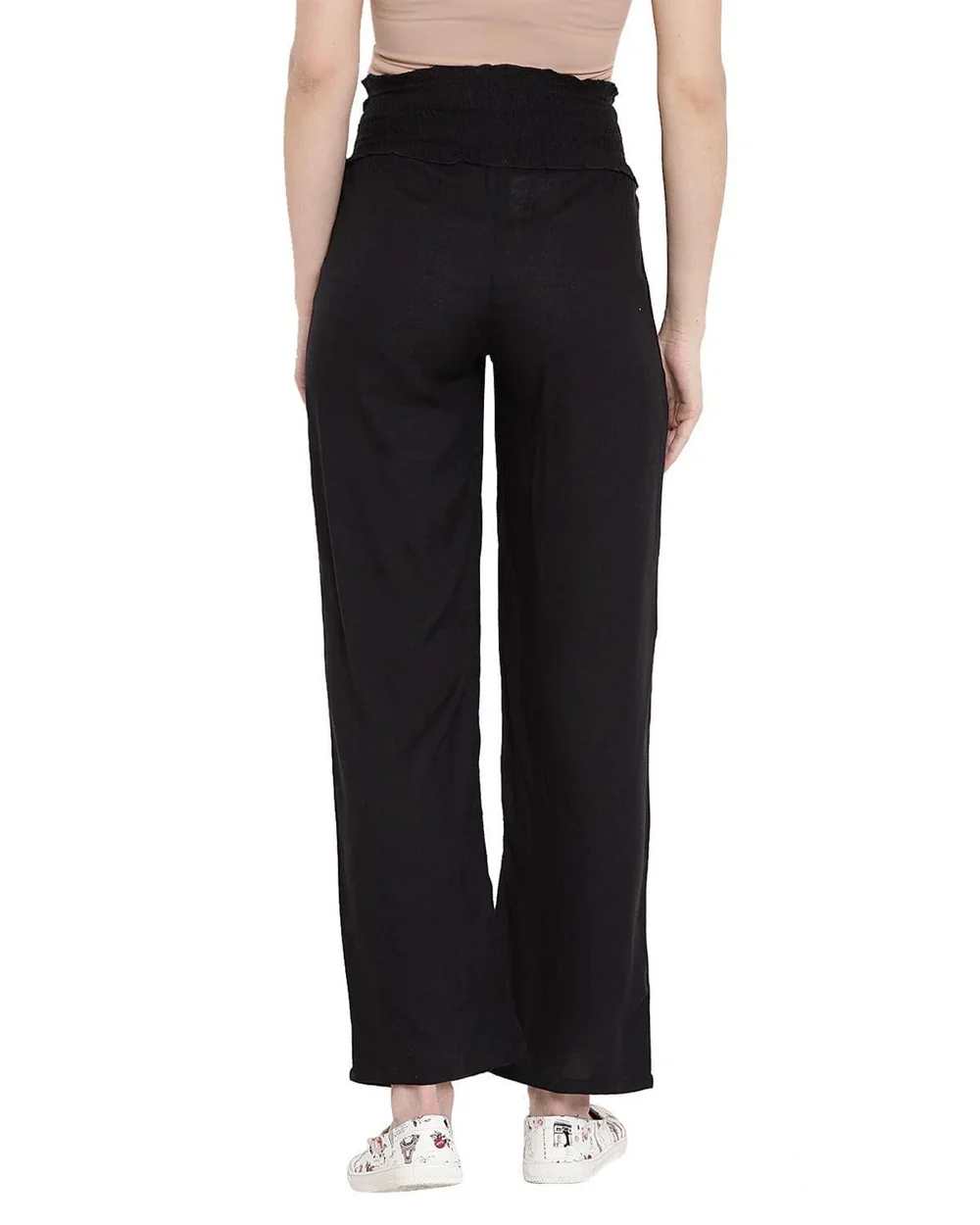 Mine4Nine Black Maternity Trouser-Solid Color-Rayon-Bump Friendly - Image 3
