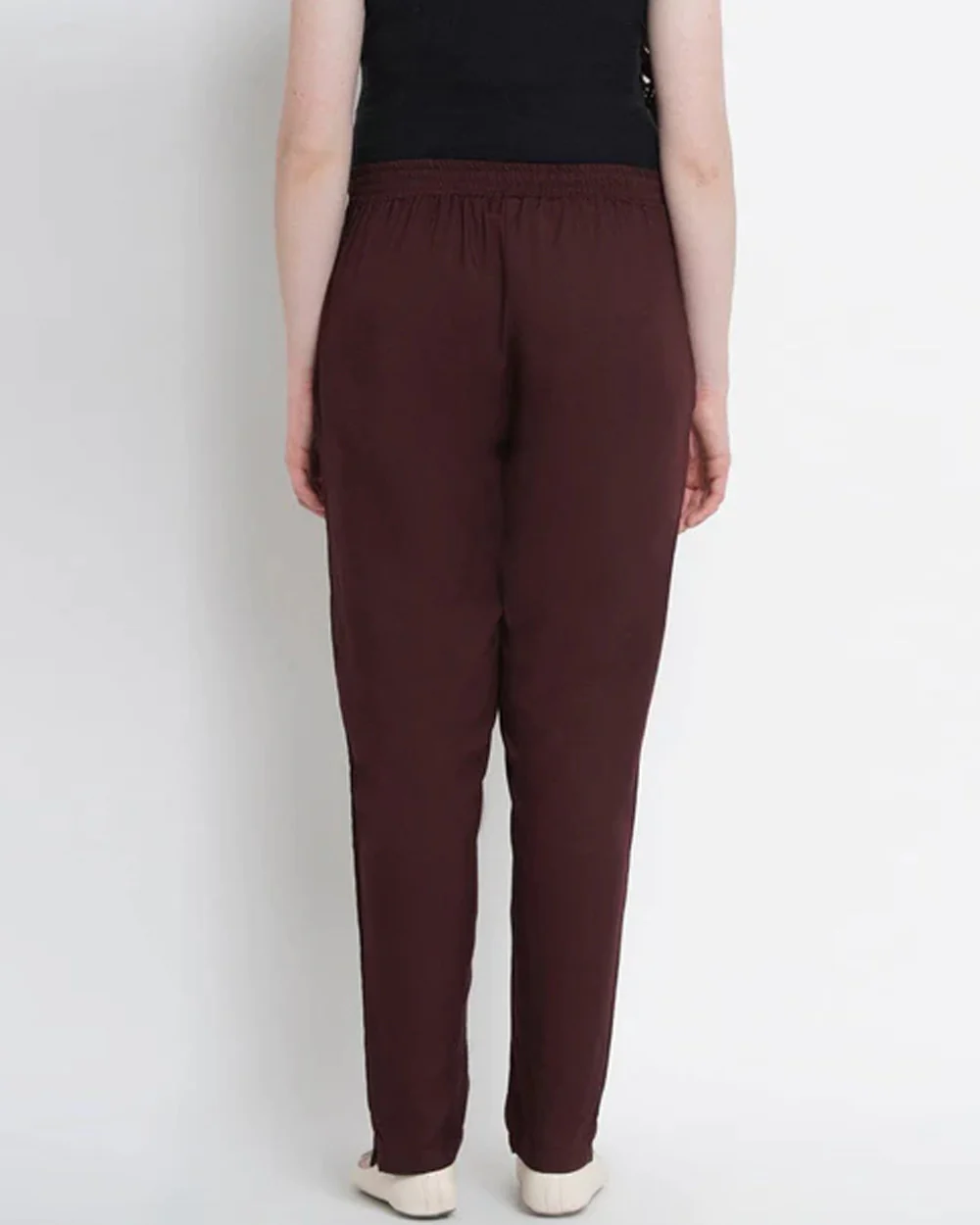 Mine4Nine Brown Maternity Trouser-Solid Color-Rayon-Bump Friendly - Image 2