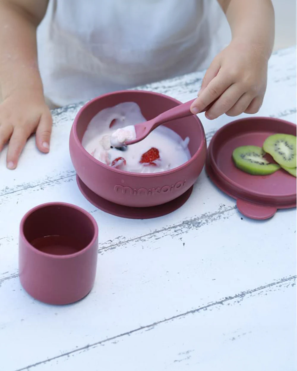 MinikOiOi Baby Led Weaning Set-100% Premium Silicone-Velvet Rose-Set of 4-For Feeding Infants - Image 5
