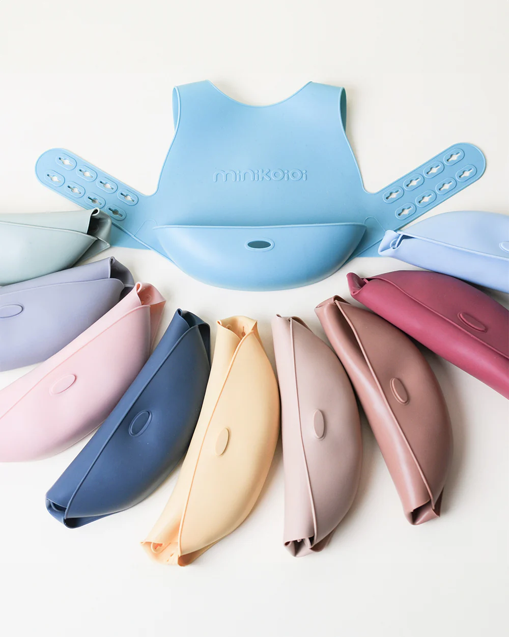 MinikOiOi Flexi Silicone Bib-With Unique Belt Fastening Design-Crumb Catcher-Velvet Rose-For Infants - Image 6