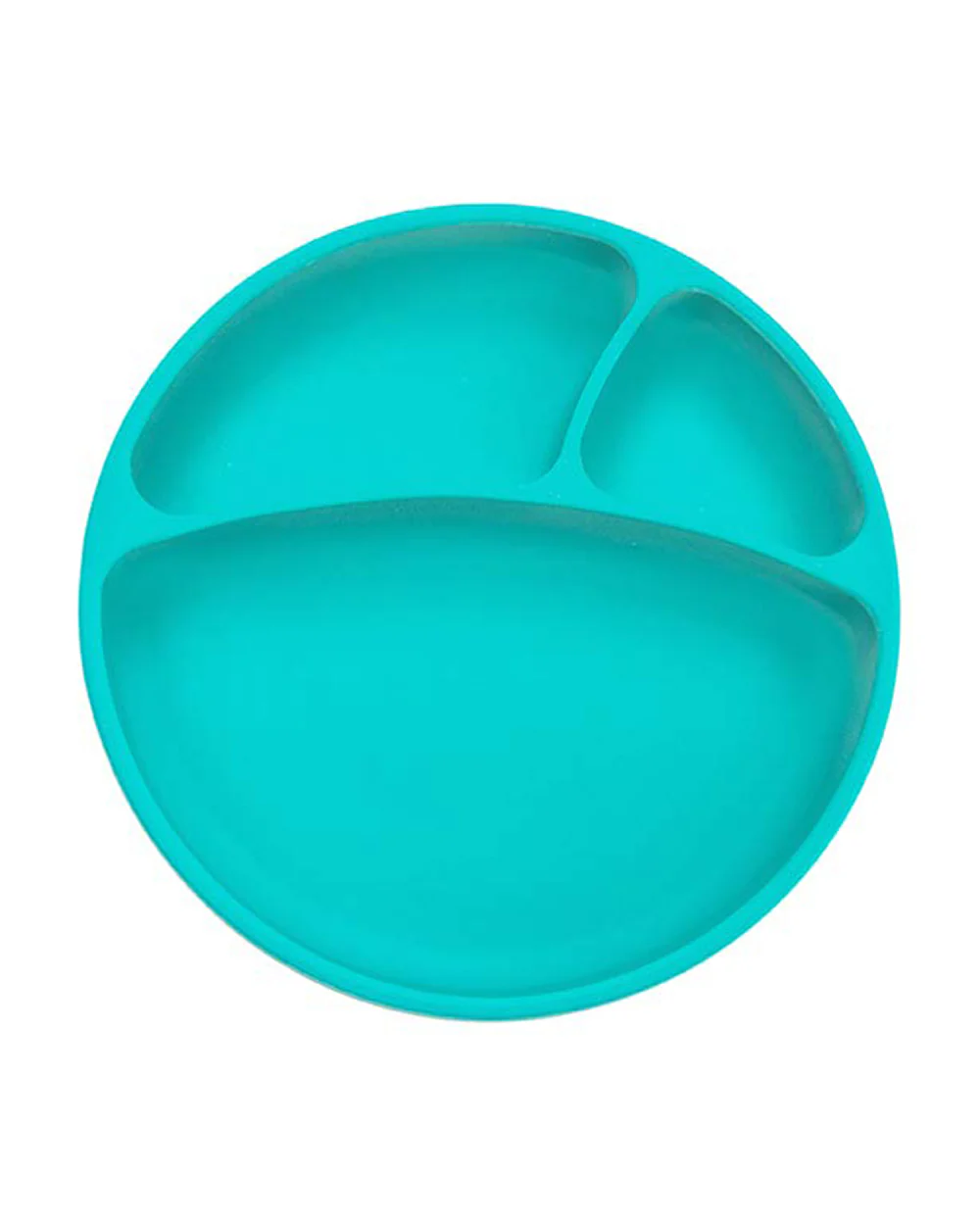 MinikOiOi Portions Silicone Plate-With Secure Suction Base-Aqua Green-For Feeding Infants