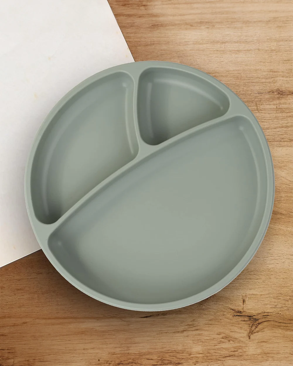 MinikOiOi Portions Silicone Plate-With Secure Suction Base-River Green-For Feeding Infants - Image 2