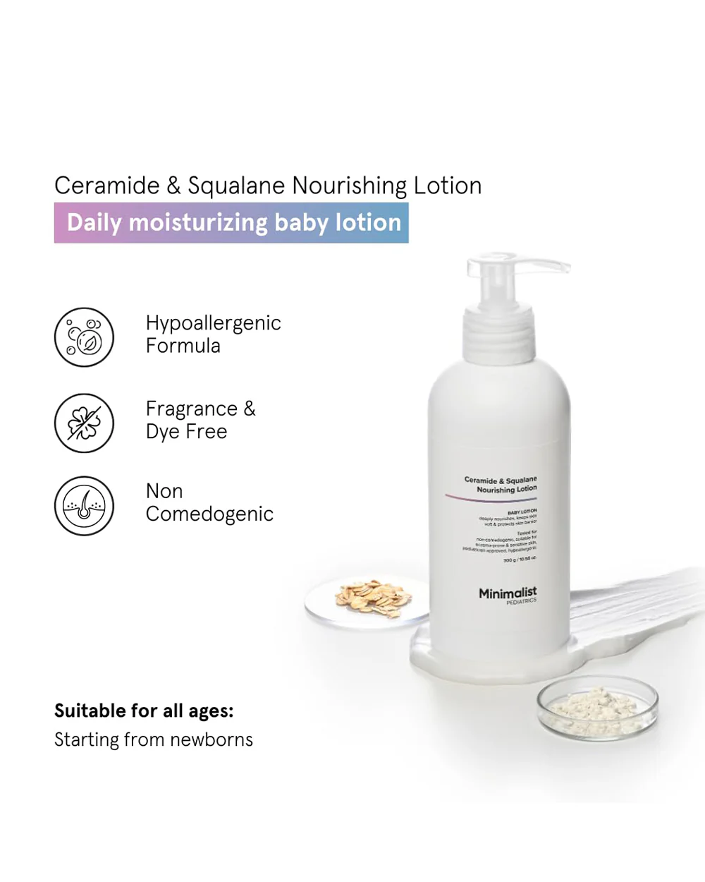 Minimalist Ceramide & Squalane Nourishing Baby Lotion-With Allantoin & Oatmeal Extract - Image 7