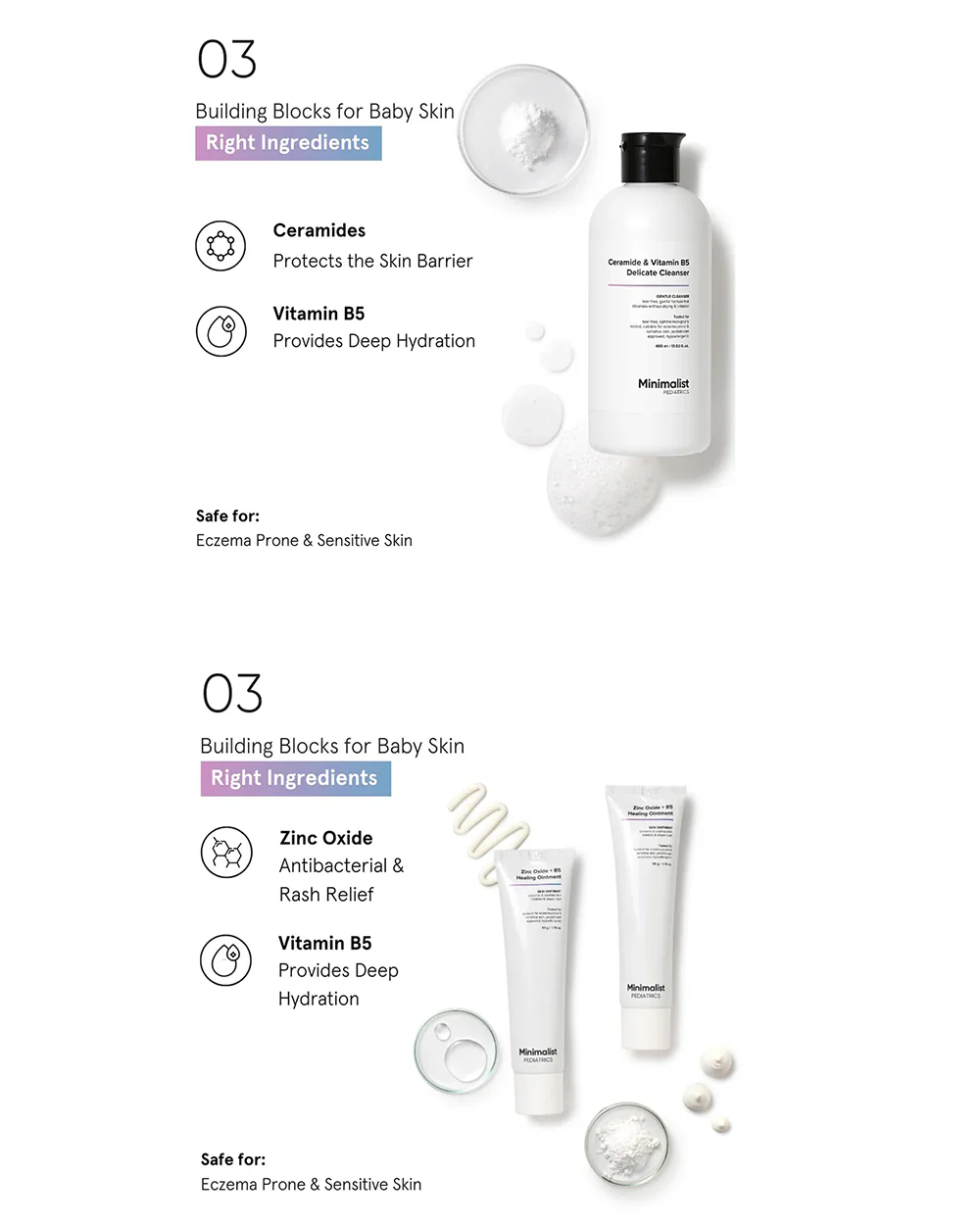 Minimalist Diaper Rash Cream With Sunflower Oil (50 g) & Baby Body Wash With Allantoin (400 ml) - Image 2