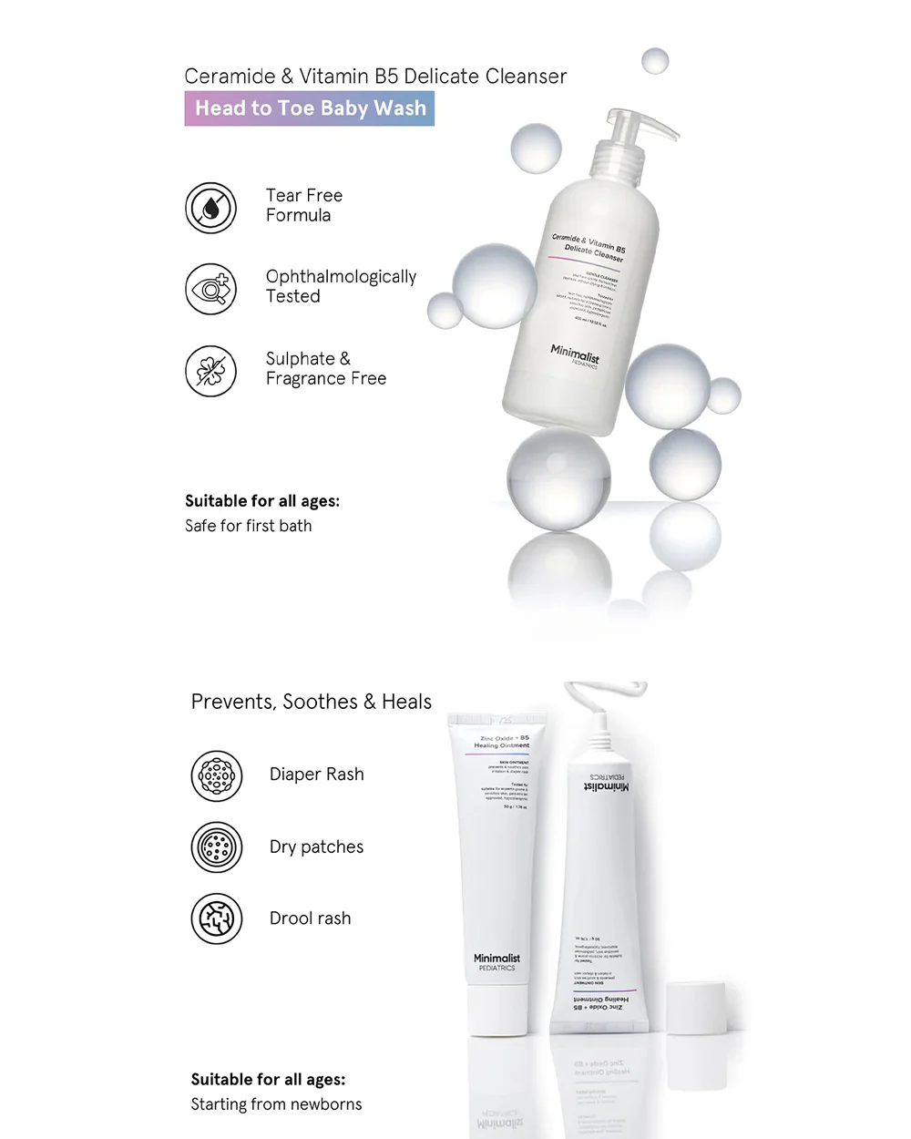 Minimalist Diaper Rash Cream With Sunflower Oil (50 g) & Baby Body Wash With Allantoin (400 ml) - Image 3