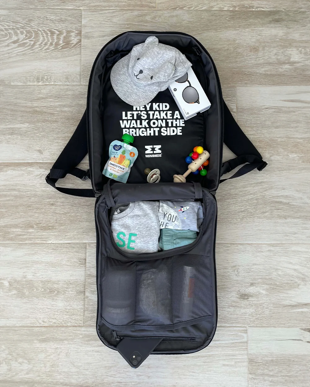 MiniMeis G5 Multipurpose Travel Diaper Backpack-All In One Hero Parent Backpack With Baby Seat Solution-Connects With MiniMeis Baby Carrier & Opens 180° Like a Trolley-Black - Image 13