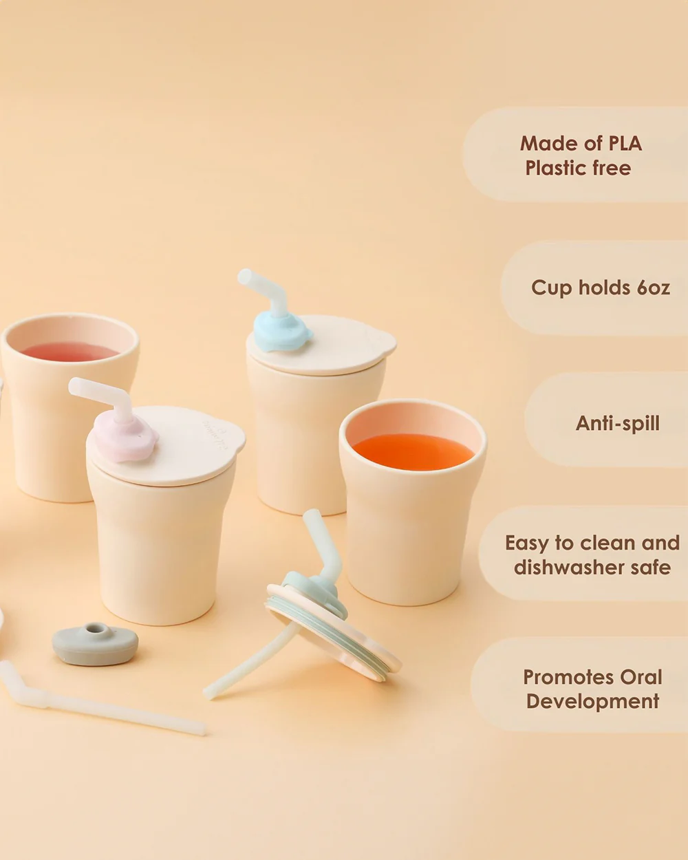 Miniware 1-2-3 Sip! Silicone Sippy Cup-Cotton Candy & Cotton Candy-With Lid & Straw-Plant Based-For Infants - Image 7