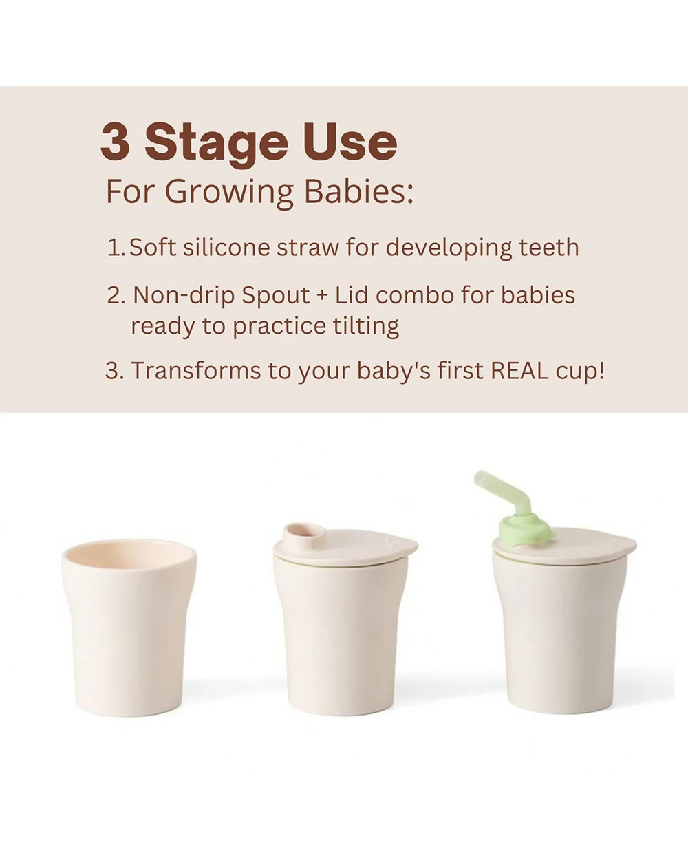 Miniware 1-2-3 Sip! Silicone Sippy Cup-Key Lime-With Lid & Straw-Plant Based-For Infants - Image 4