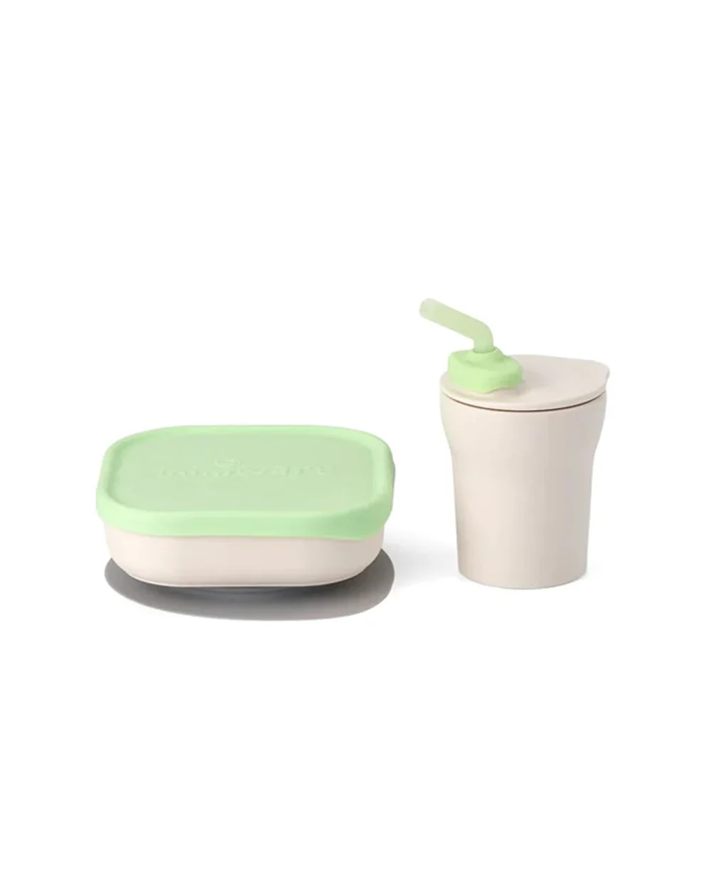 Miniware Baby Birthday Feeding Set-Pack of 3-Bowl with Lid, Cup with Lid & Bib-Mint & Cream - Image 2