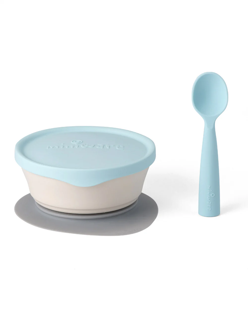 Miniware First Bite Bowl-With Suction Foot-Biodegradable-With Spoon-Vanilla & Aqua-For Feeding Infants