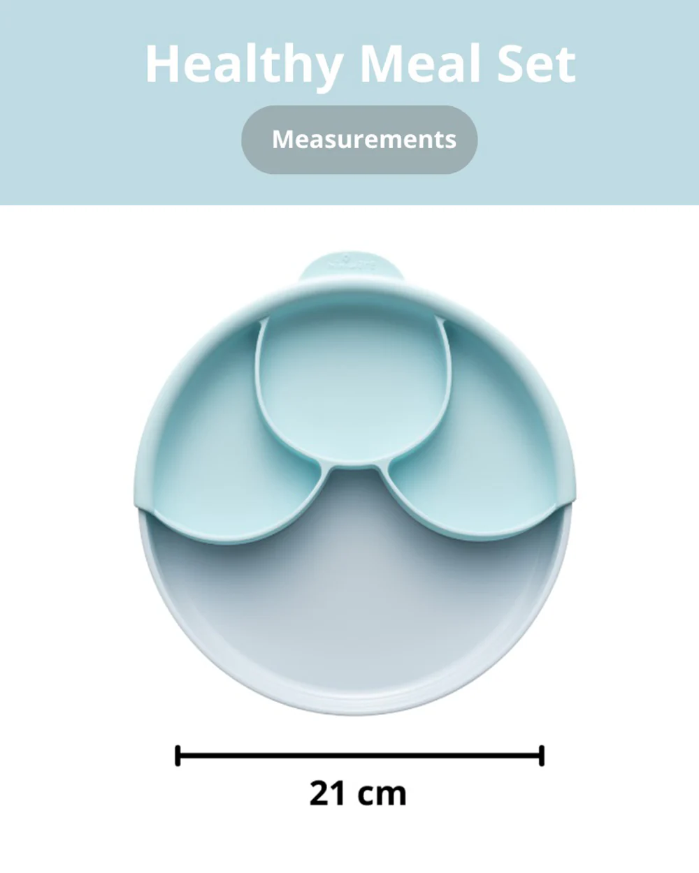 Miniware Healthy Meal Plate-Aqua-With Detachable Suction Foot-Plant Based-For Feeding Infants - Image 5
