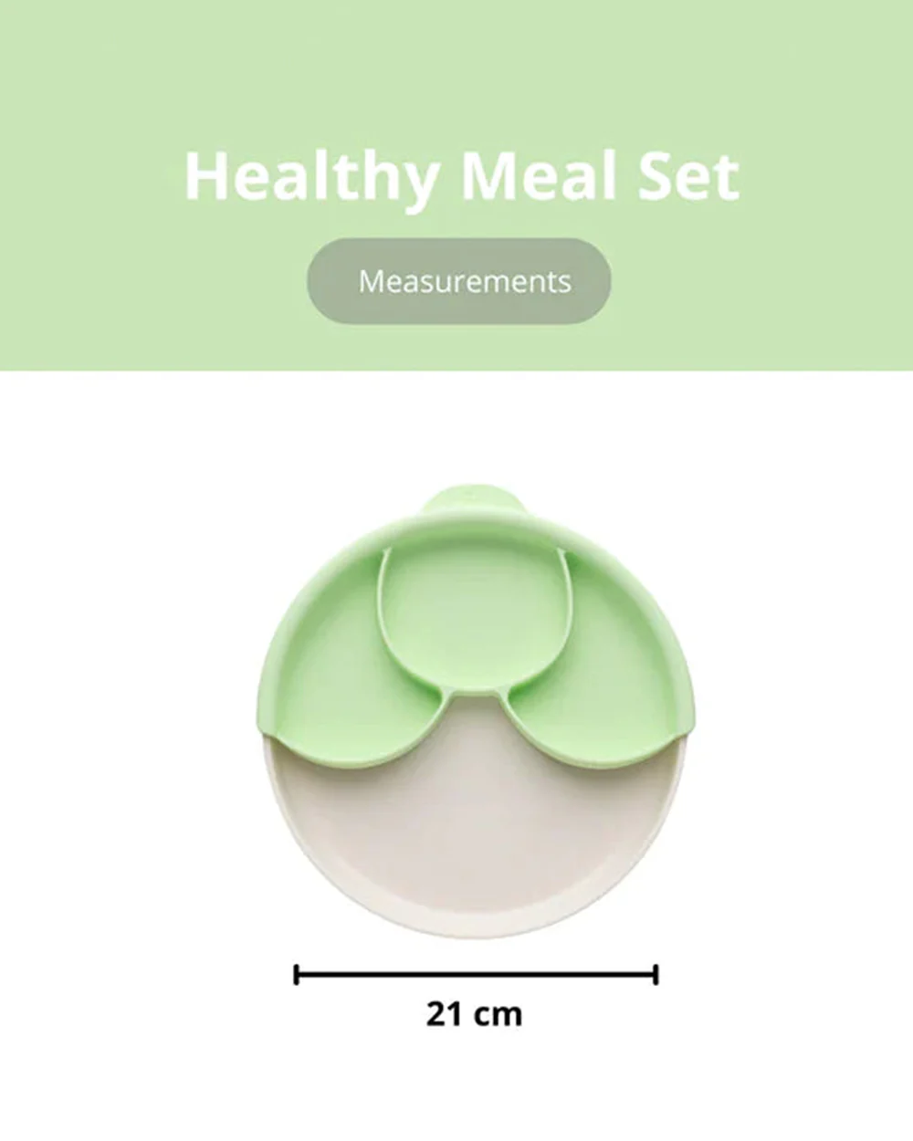 Miniware Healthy Meal Plate-Vanilla & Key Lime-With Detachable Suction Foot-Plant Based-For Feeding Infants - Image 4