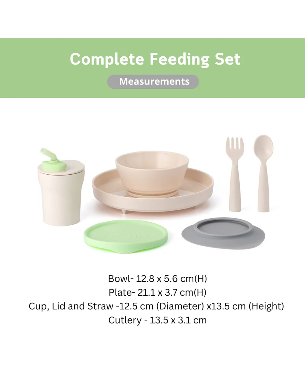 Miniware Little Foodie All In One Meal Set-With Suction Foot-Vanilla & Key Lime-For Feeding Infants - Image 9