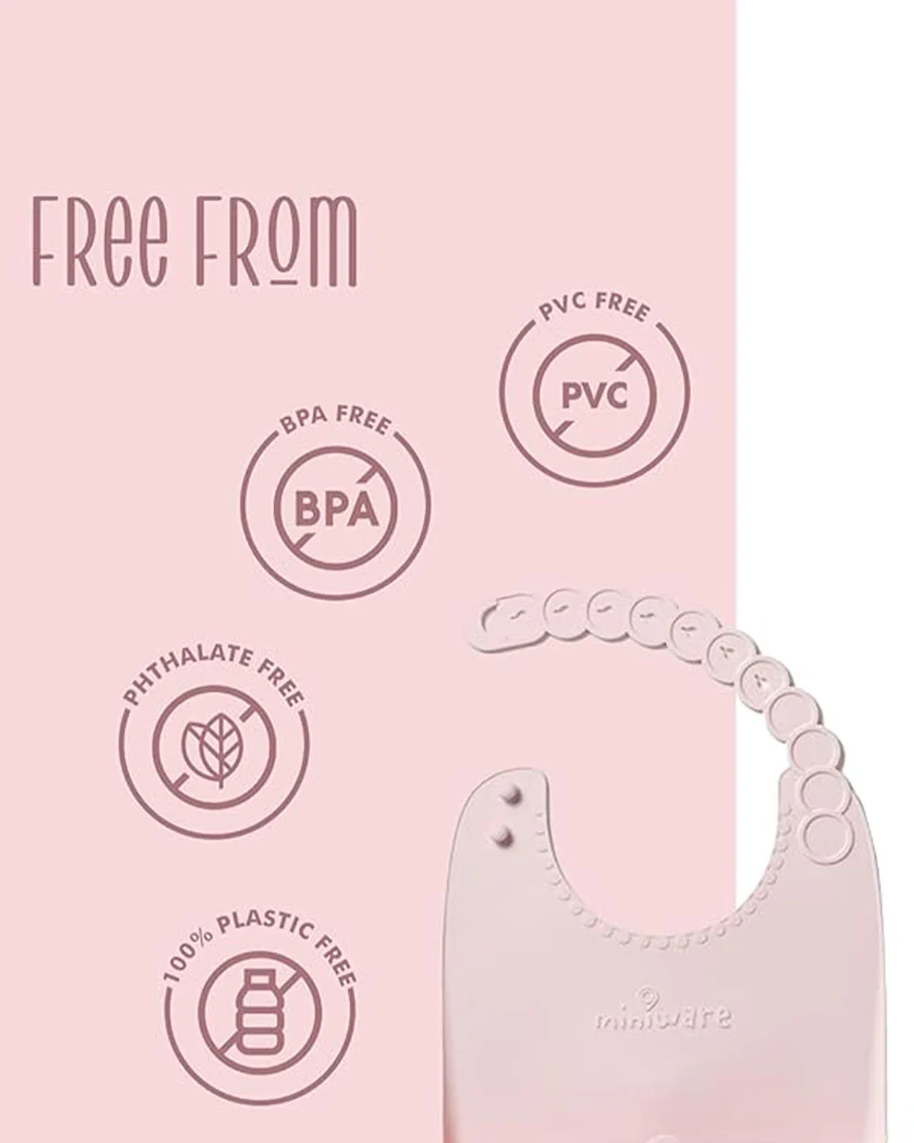 Miniware Roll & Lock Waterproof Silicone Bib-Crumb Catcher To Reduce Mess-Cotton Candy-For Infants - Image 6
