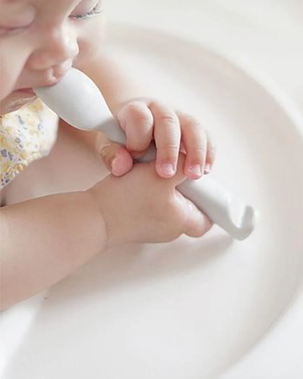 Miniware Silicone Training Spoon Set-Easy Grip Handles-Pack of 2-Grey & Key Lime-For Infants - Image 6