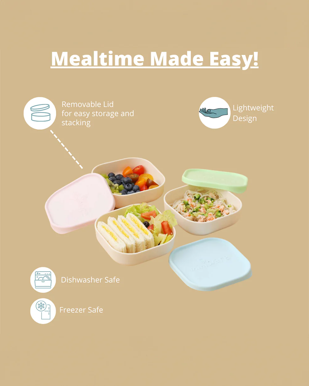 Miniware Sip & Snack-Vanilla & Aqua-With Suction Foot & Sippy Cup-Meal Set-For Feeding Infants - Image 9