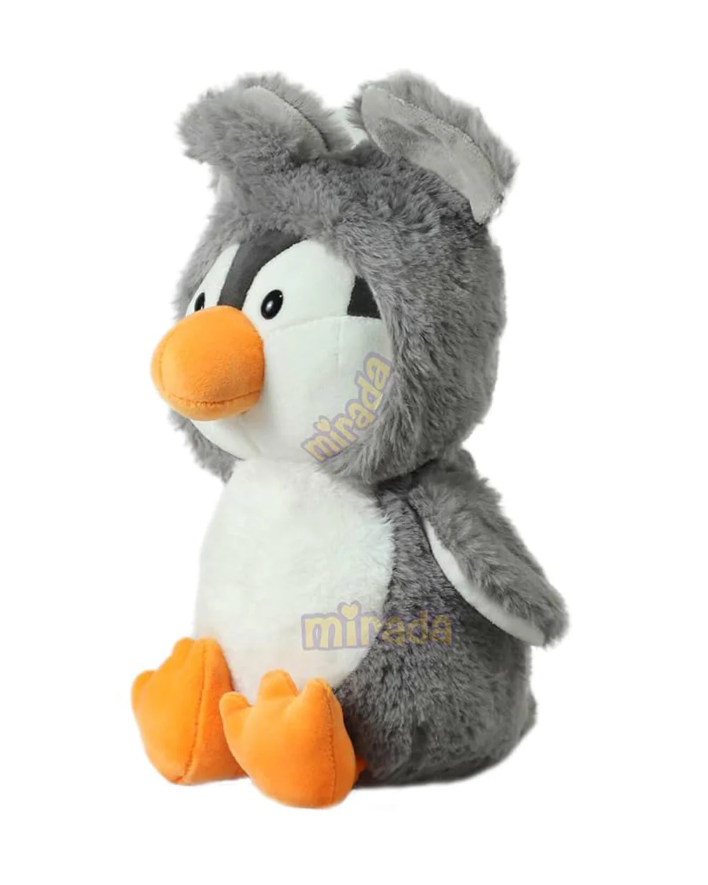 Mirada Grey Super Soft Hoodie Penguin Stuffed Soft Toy-Plush Cuddly Toy For Newborn - Image 2