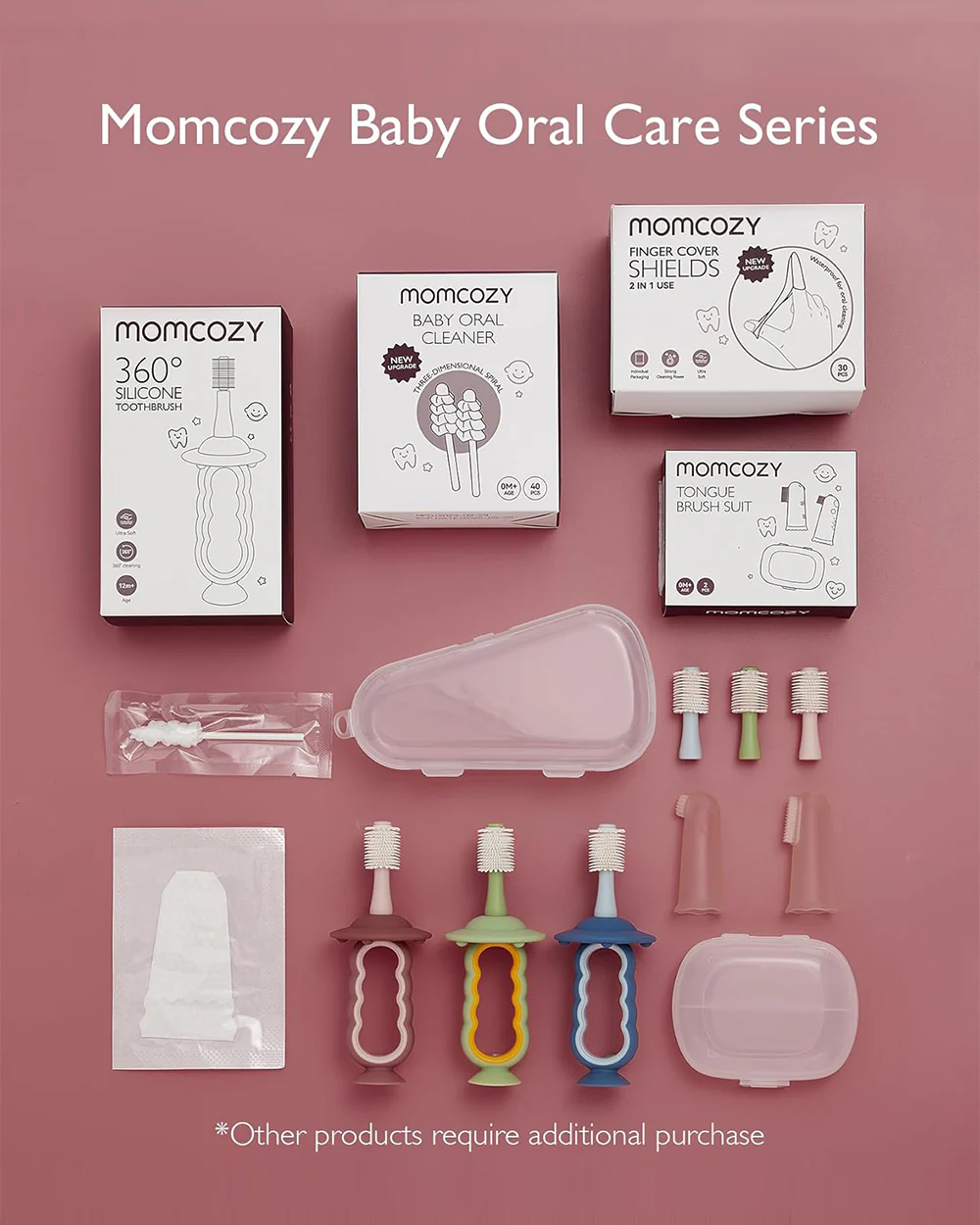 Momcozy 360° Silicone Baby Toothbrush-With Anti-Swallowing Pad & Suction Base-12 to 24M-Blue - Image 7