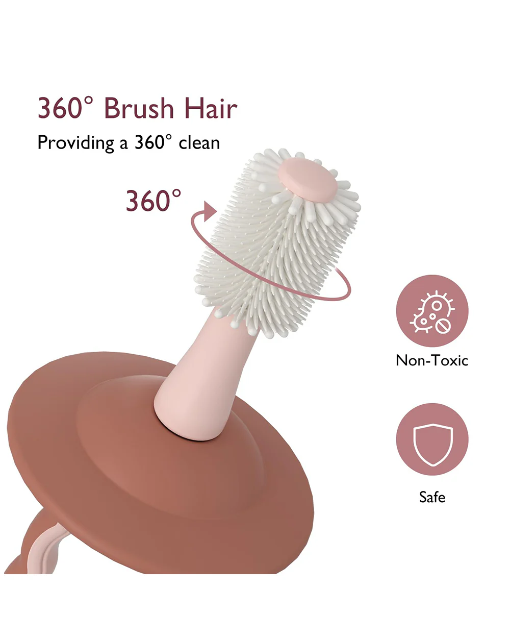 Momcozy 360° Silicone Baby Toothbrush-With Anti-Swallowing Pad & Suction Base-12 to 24M-Pink - Image 3