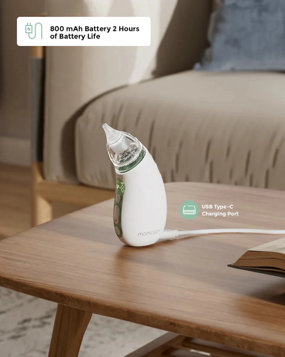 Momcozy Baby Nasal Aspirator Neti Pot-Lightweight & Portable-With 3 Adjustable Suction Levels & Self Cleaning Function-0 to 2Y-For Infants - Image 7