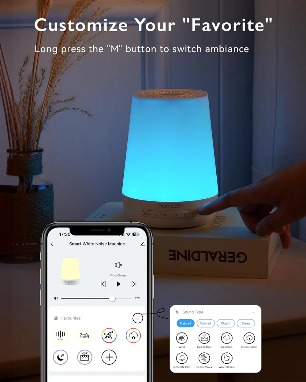 Momcozy Baby Sound Machine-With App Control Features-34 Soothing Sounds & 7 color diffusive night light-Compatible With Alexa-White Noise Machine For Baby's Sound Sleep-0M+ - Image 6