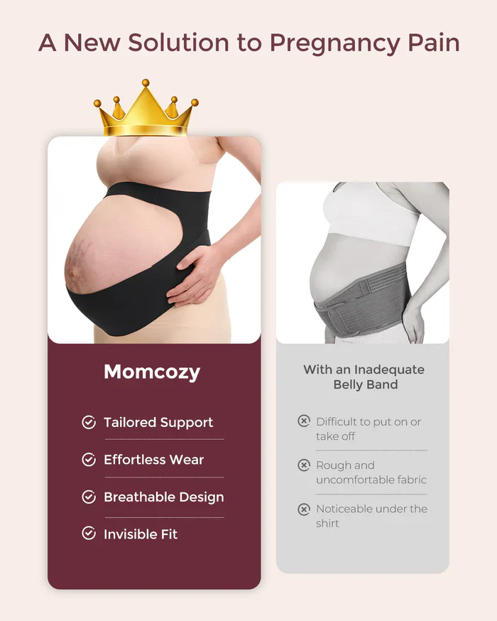 Momcozy BumpEase Ergonest Maternity Belly Band-O Shape Molding-Growing Belly Support-Ease Back Pain-During Pregnancy-Skin - Image 8