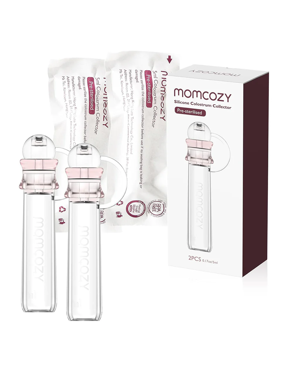 Momcozy Colostrum Reusable Breast Milk Collector-Pack of 2-Transparent-BPA Free-5ml