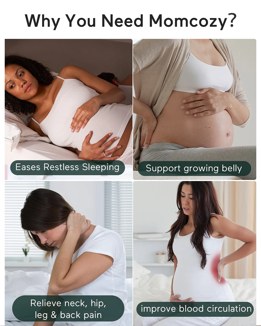 Momcozy G shaped Pregnancy Pillow-Full Body-Grey-Velvet-Removable & Washable Cover-For Maternity - Image 9
